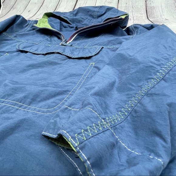 LANDS' END boys hooded zipper pullover windbreaker jacket pockets, sz L or 6X-7 - Picture 9 of 14